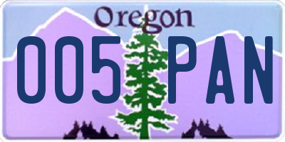OR license plate 005PAN