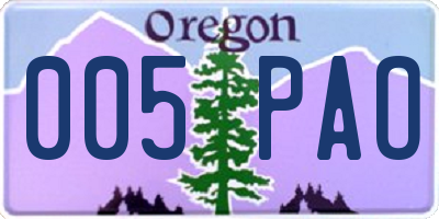 OR license plate 005PAO