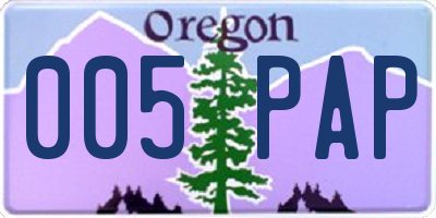 OR license plate 005PAP