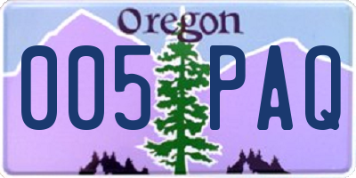 OR license plate 005PAQ