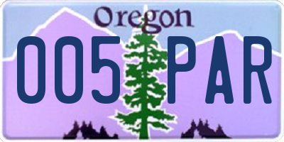 OR license plate 005PAR