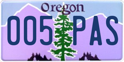 OR license plate 005PAS