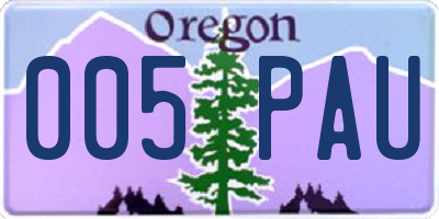 OR license plate 005PAU