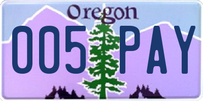 OR license plate 005PAY