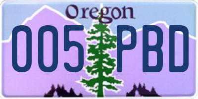 OR license plate 005PBD