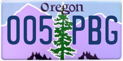 OR license plate 005PBG