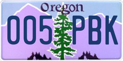 OR license plate 005PBK