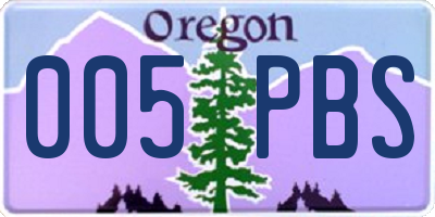 OR license plate 005PBS