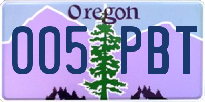 OR license plate 005PBT