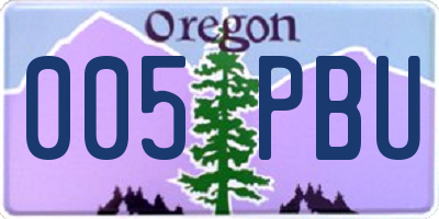 OR license plate 005PBU