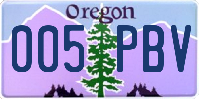 OR license plate 005PBV