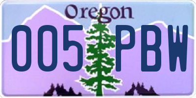 OR license plate 005PBW