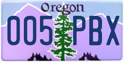 OR license plate 005PBX
