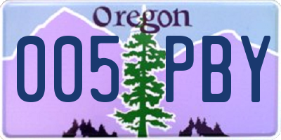 OR license plate 005PBY