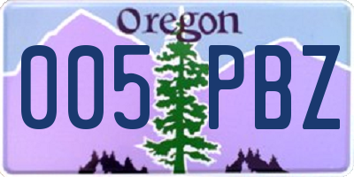 OR license plate 005PBZ