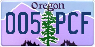 OR license plate 005PCF
