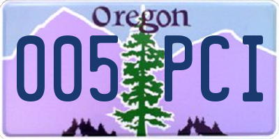 OR license plate 005PCI