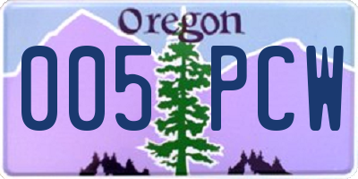 OR license plate 005PCW