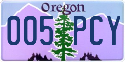 OR license plate 005PCY