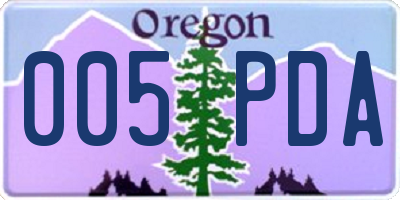 OR license plate 005PDA