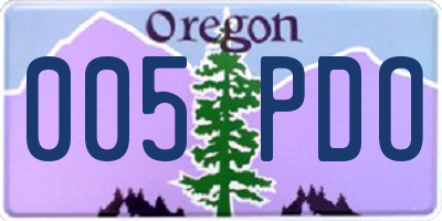 OR license plate 005PDO