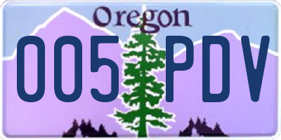 OR license plate 005PDV