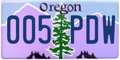 OR license plate 005PDW