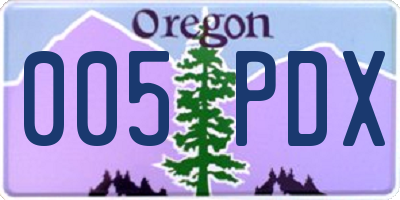 OR license plate 005PDX