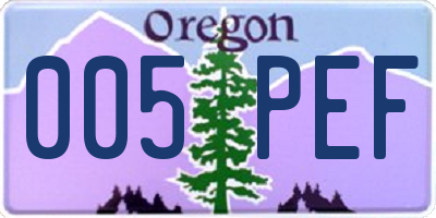 OR license plate 005PEF