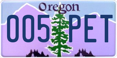OR license plate 005PET