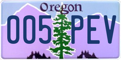 OR license plate 005PEV