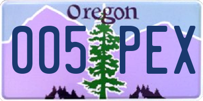 OR license plate 005PEX