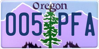 OR license plate 005PFA