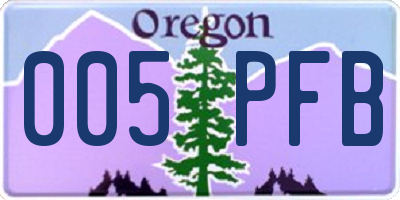 OR license plate 005PFB