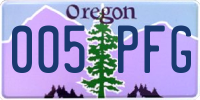 OR license plate 005PFG