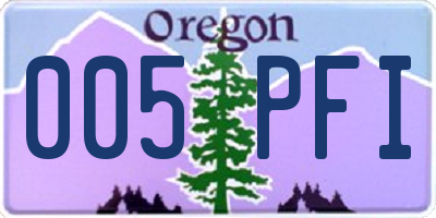 OR license plate 005PFI
