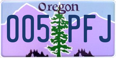OR license plate 005PFJ