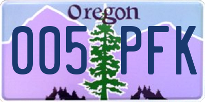 OR license plate 005PFK