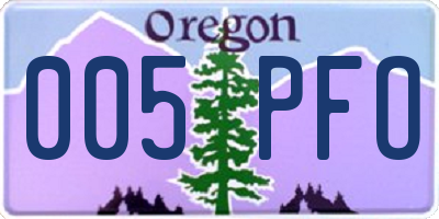 OR license plate 005PFO