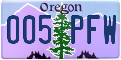 OR license plate 005PFW