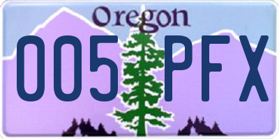 OR license plate 005PFX