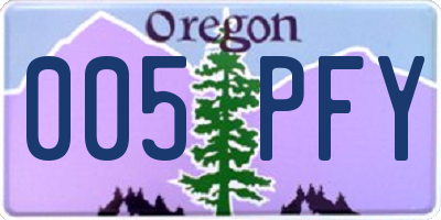 OR license plate 005PFY
