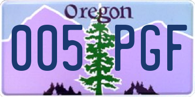 OR license plate 005PGF