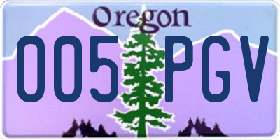 OR license plate 005PGV