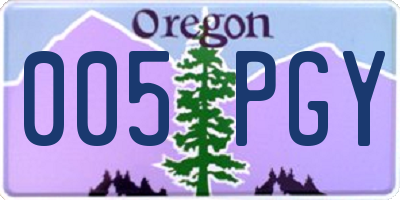 OR license plate 005PGY