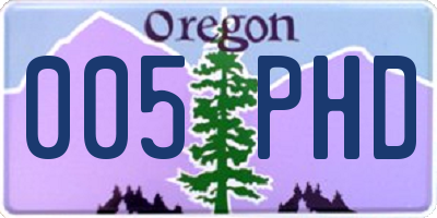 OR license plate 005PHD