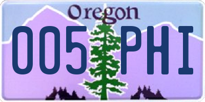OR license plate 005PHI