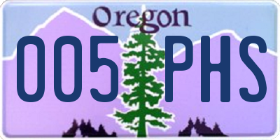 OR license plate 005PHS