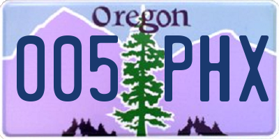 OR license plate 005PHX