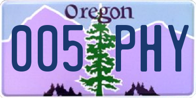 OR license plate 005PHY